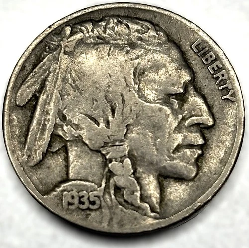 1935-P Buffalo 🦬 Indian Head Nickel 5c VG Very Good - 1105