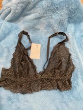HONEYDEW DARK GRAY LACE SIZE MEDIUM RUFFLE EDGE LACE BRALETTE BRA NWT