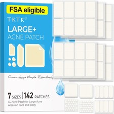 Effective Hydrocolloid Acne Patches - 7 Sizes for Face Body, 142 Count