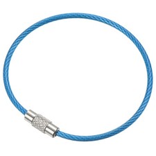 6 Inch Wire Keychain Cable, 15 Pack Stainless Steel Key Ring Loop, Blue
