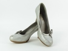 Bugatti Damen Schuhe Pumps silber Gr. 38 High Heels Kunstleder (15772)