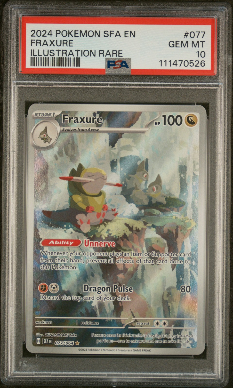 2024 Pokemon Fraxure 077/064 English NM PSA 10
