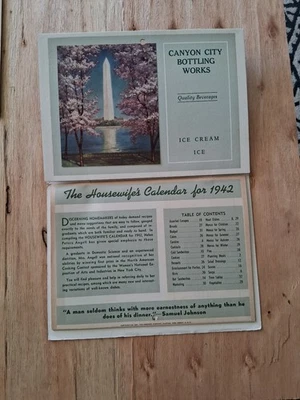 1942 CANYON CITY BOTTLING WORKS Calendar orig original complete advertising - Image 1 of 3