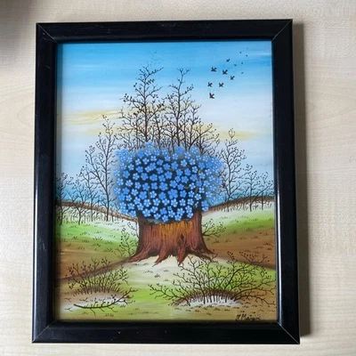 J.Matejic Naives Hinterglasbild Vintage - Bild 1 von 2