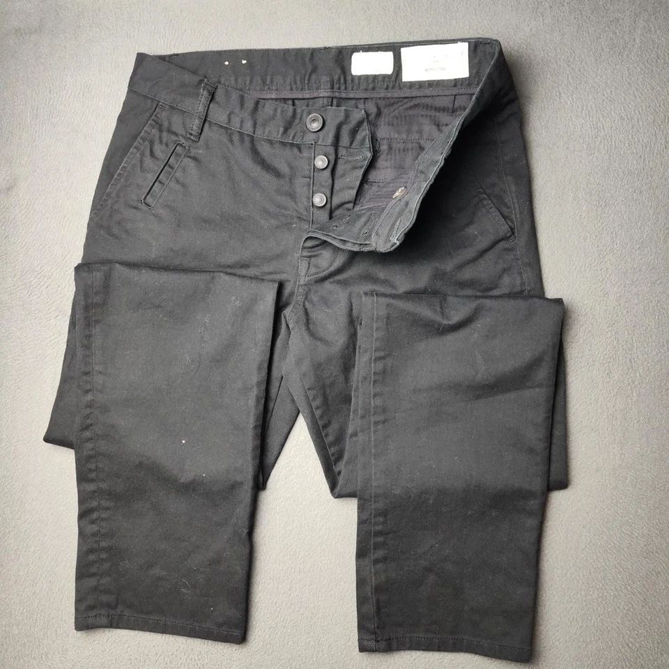 AllSaints Chino 裤子男式 30x32 黑色伏特修身纽扣门襟休闲棉 — 第 3/4 张图片