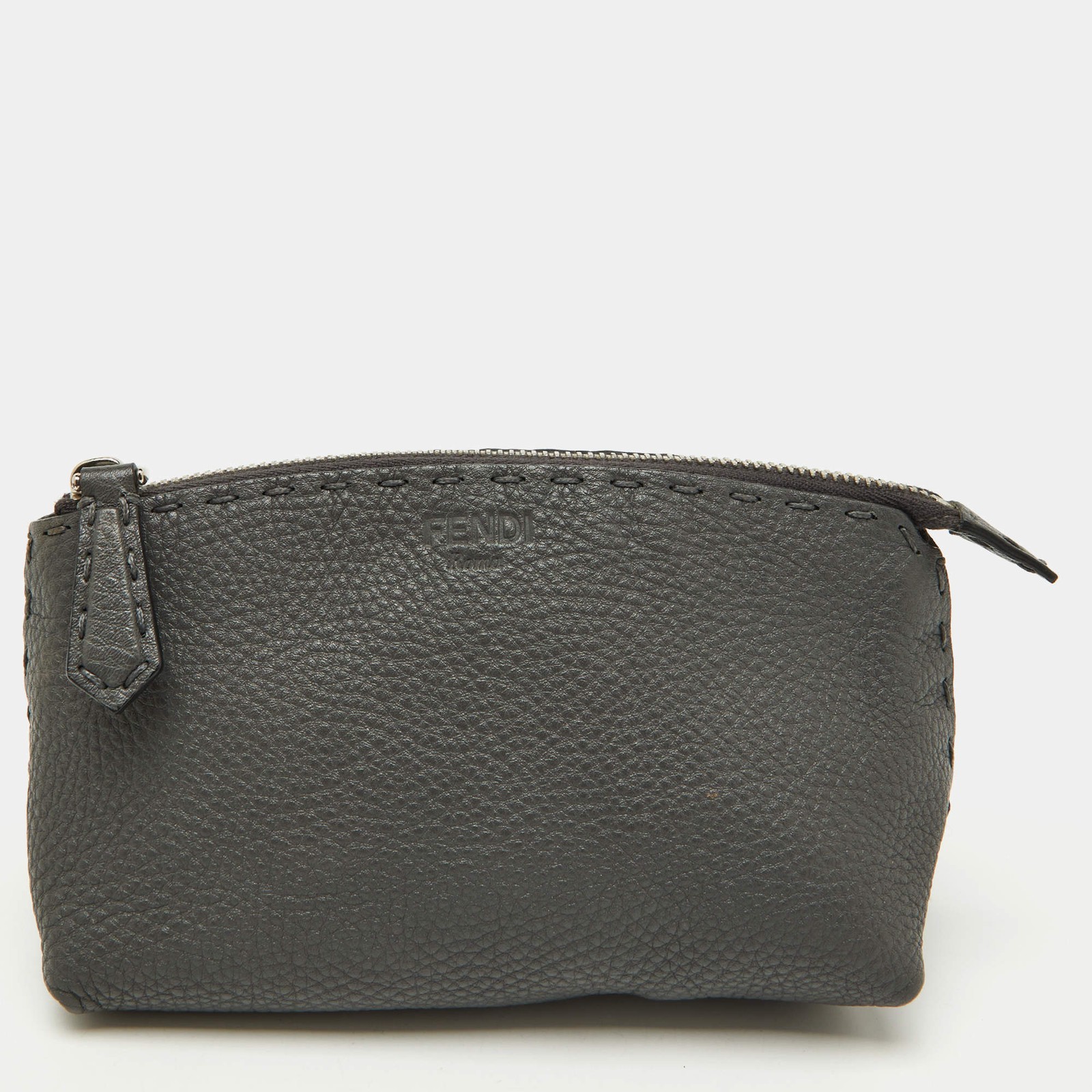 Fendi Grey Leather Cosmetic Pouch