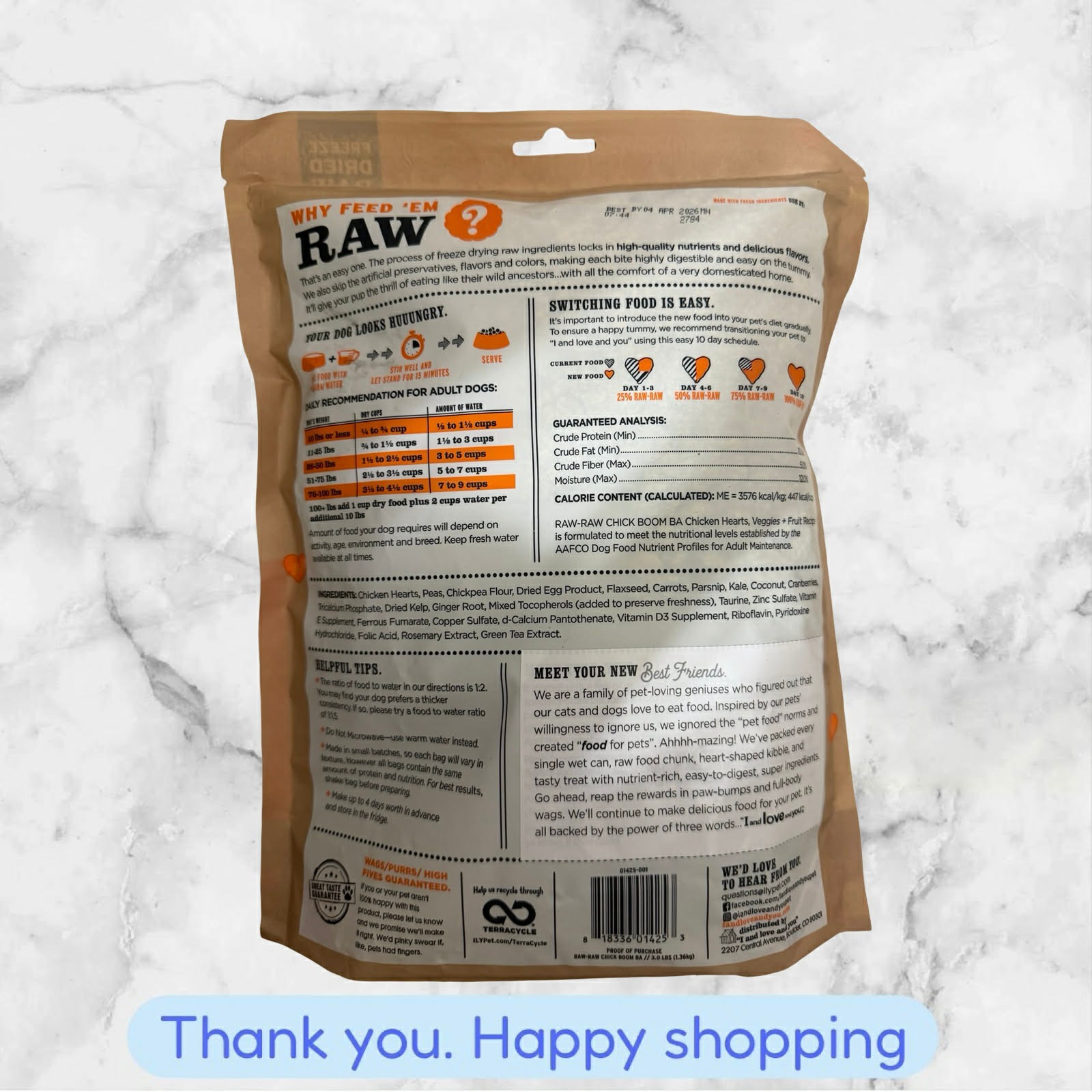 I and Love and You Dog Food Raw Freeze-Dried Makes Chicken 3 lbs BRAND NEW SHIP
