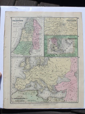 1844 ANCIENT PALESTINE ORIG MAP  AUG. MITCHELL  THOMAS COWPERTHWAIT  10 X 12 IN