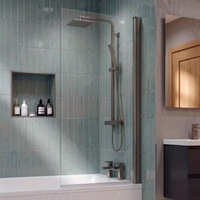 Delphi Elements Gun Metal Square Top Bath Screen 1430mm x 790mm - 6mm Glass