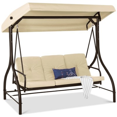 Best Choice Products 3-Seat Canopy Swing Glider Furniture Converting Flatbed