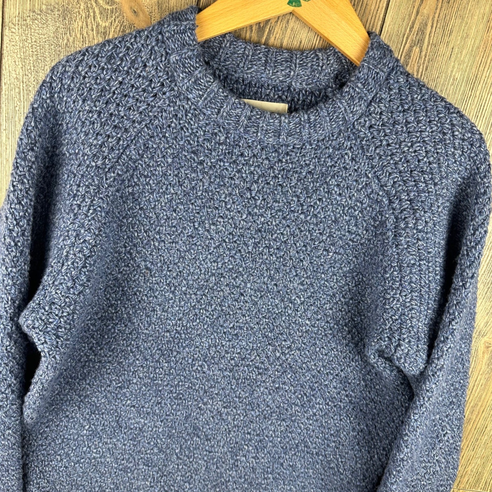 Taylor Stitch Merino Wool Sweater Mens 38 Small Sea Blue Raglan Knit Crew Neck