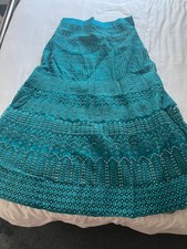 Blue ankle length custom made cotton lehenga skirt, top and accessories size 14