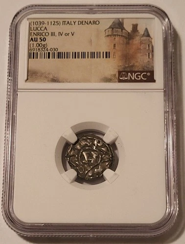 Middle Ages - Italy Lucca Henrico III IV or V (1039-1125) Denaro AU50 NGC