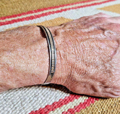 SWEET Victor Hicks Navajo Dine' Sterling Silver & 14K Gold Cuff Bracelet 14.29g