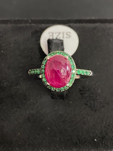NATURAL RUBY CAB 8X10 GREEN NANO STERLING SILVER 925 RING EARRING PENDENTS - 第 8/14 張圖片