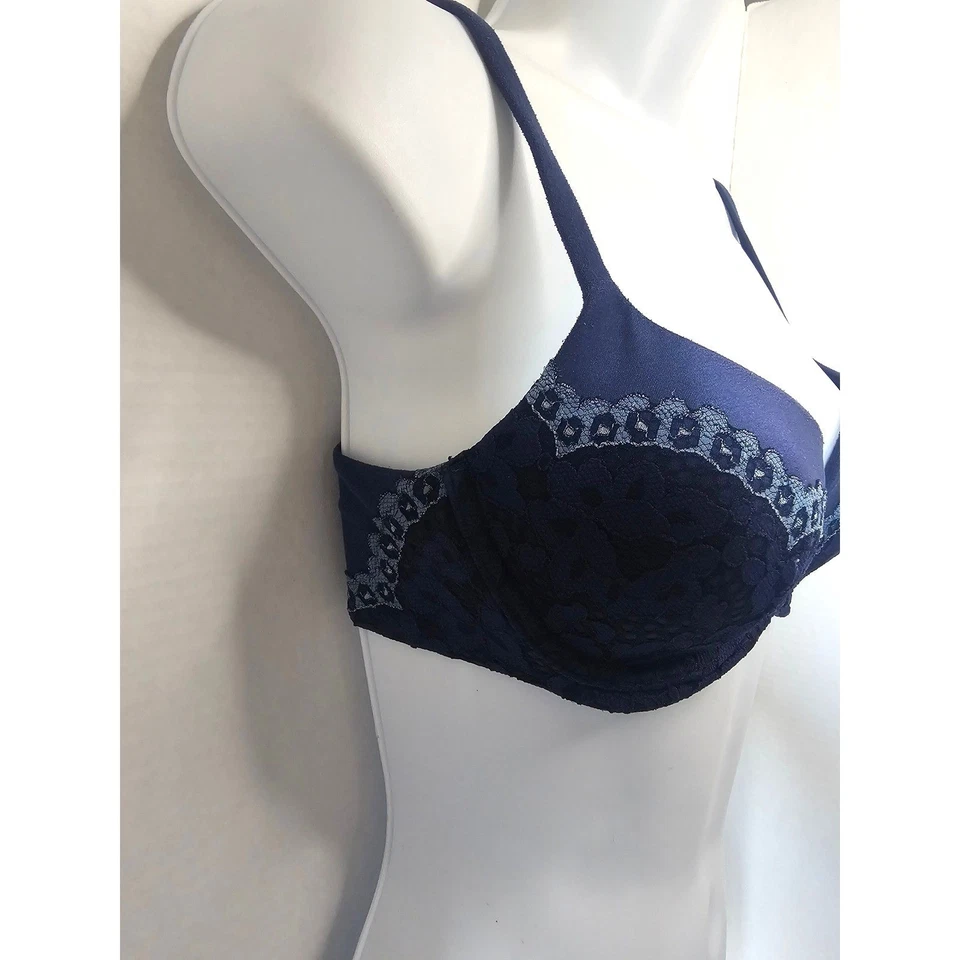 Victoria's Secret Body By Victoria Lined Demi Navy Blue Lace Bra 32D - Image 2 of 4