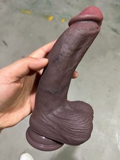 8.15in Large Thick Big Black Dildo 1.65'' Diameter Realistic BBC Curved Dildo