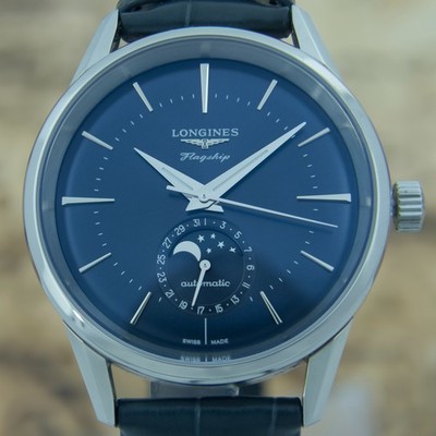 Longines Flagship Heritage Moonphase L4.815.4.92.2 38.5mm Automatic Blue Leather