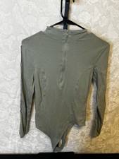 Guess Logo Tape Sleeve Half-Zip Mock Neck Bodysuit Size M