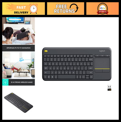 Wireless Touch Keyboard with Built-in Touchpad, Media Control for TV, PC, Laptop