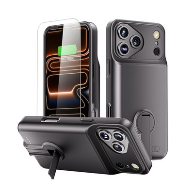 GIN FOXI iPhone 17 Pro Max Battery Case with Stand 8500mAh Fast Charging Slim TP