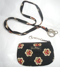 Vera Bradley Lanyard ID Holder Coin Purse Mini Wallet Key Ring