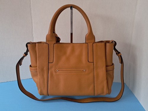 B Makowsky Caramel Leather Charisse Satchel/Shoulder Bag w/Tassel + Dust Bag NWT - Picture 4 of 16