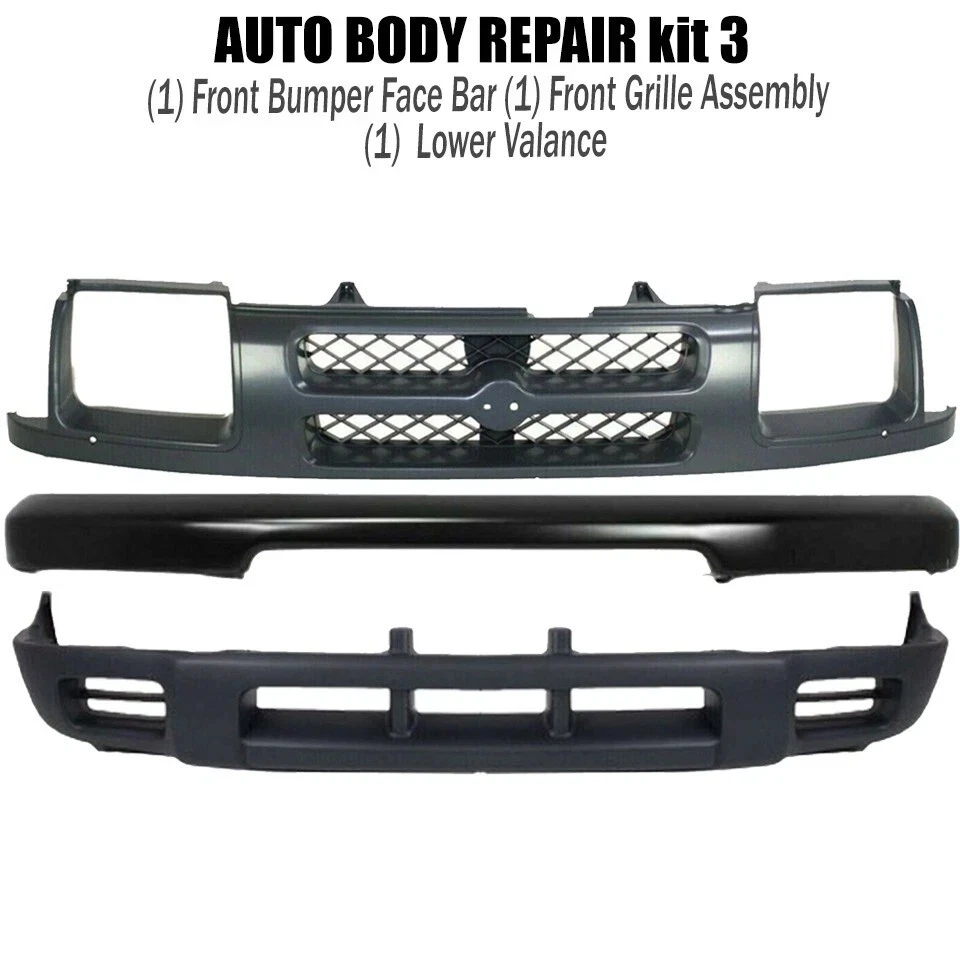 Front Bumper Face Bar Primed & Grille Assembly Kit For 2000-2001 Nissan Xterra - Image 2 of 4