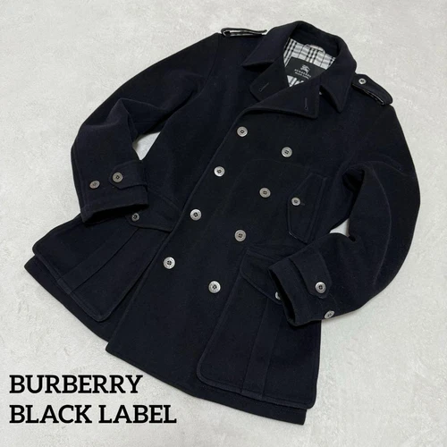 Cappotto Burberry Black Label Napoleon Nova Check lana nera da uomo taglia US S originale