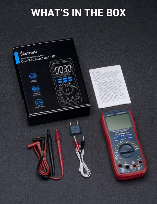 Digital Multimeter TRMS 6000 Counts Manual Auto Ranging Voltage Current Tester