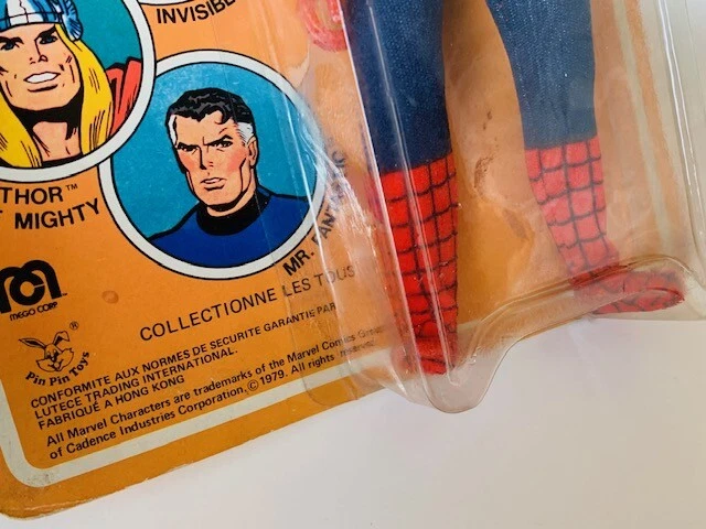 Figura de acción Spider-Man Mego 1979 de colección sin usar, en caja sellada Peter Parker juguetes Marvel ALC1 Foto 4 de 4