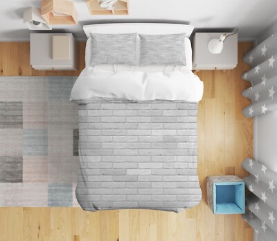 3D White Bricks A2101 Bed Pillowcases Quilt Duvet Cover Set Queen King Amy