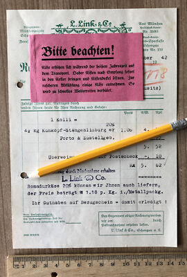 Link & Co Schongau 3.9.1942 Rechnung Milch Käse Kuhkopf Limburger Werbung 1443