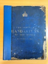 The Popular Hand Atlas of the World by J. Bartholomew Hardcover Circa 1885