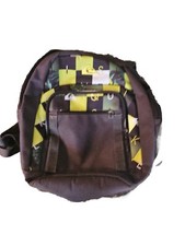 Quicksilver School Backpack Multi-Pocket Book Bag Grey Yellow Checker Logo RaRe