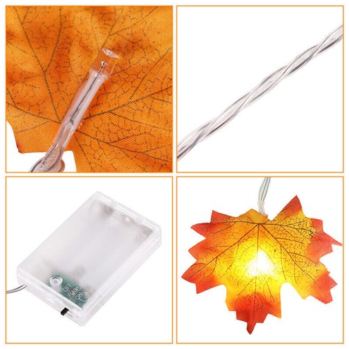 Fall Maple Leaves Battery LED Fairy String Lights Thanksgiving Xmas Party Decor - Picture 12 of 12