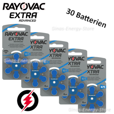 30 x Rayovac Extra Advanced Typ 675 Hörgerätebatterien ZL1