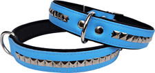 HALSBAND , Hundehalsband, Halsumfang 54-64 cm, NEU, LEDER BLAU (PL.18-8-5-37)