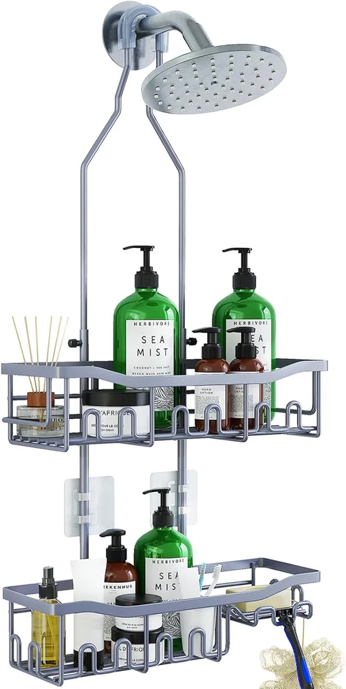 Shower Caddy, Upgraded Extended Length Shower Caddy over Showerhead No Blocking