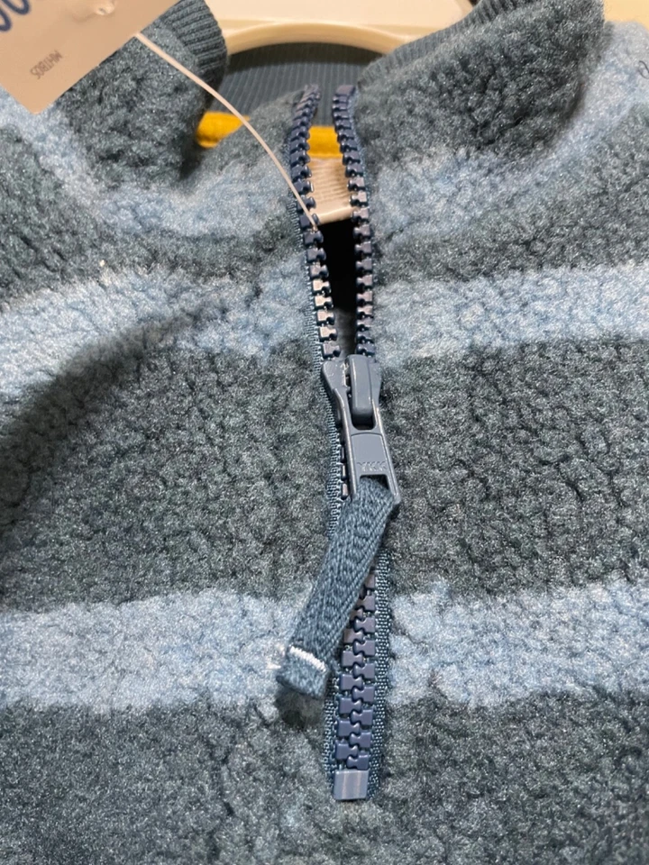 全新 Gymboree 男孩(5 码)蓝色条纹 1/4 拉链衬衫针织衫 - 夜间森林 — 第 2/4 张图片