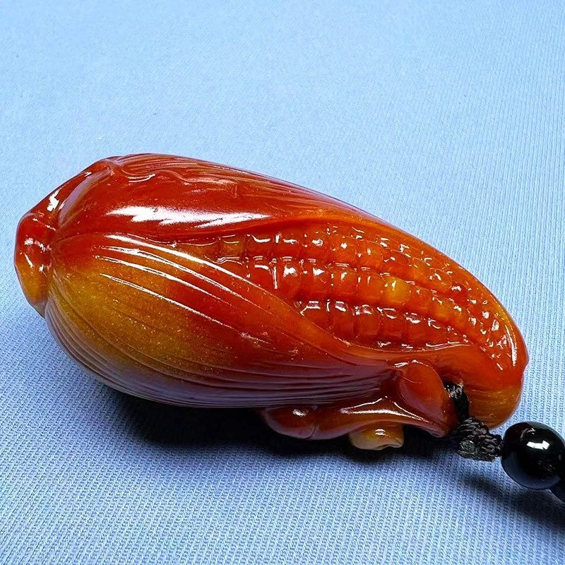 Estatuilla de maíz de jade dragón amarillo estilo Shoushan adorno tallado portátil Foto 3 de 4