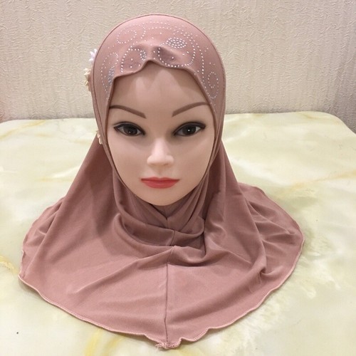 Beautiful Small Girl Hijab With Rhinestones And Small Flowers, FAST DELIVERY - Picture 7 of 12