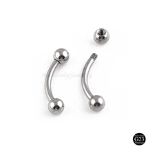 16g 14g SOLID G23 TITANIUM Ball Curve Barbell Eyebrow Ring Externally threaded