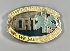 Vintage 1970s Cardiac Rescue Technician Belt Buckle We Save Lives Made in USA