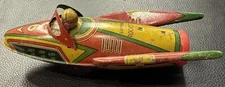 Rare Friction Space Toy - Vintage Kaka Supper Rocket No. 9 Tin Lithographed