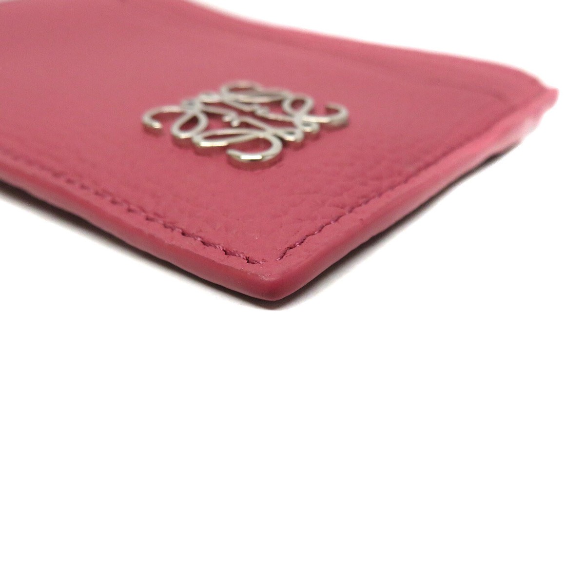 LOEWE Anagram Square Coin Card Holder Case Pink Leather