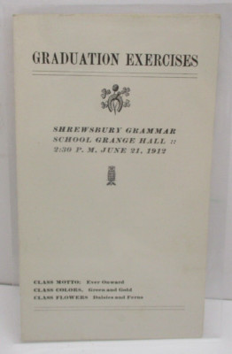 1912 Shrewsbury Grammar School Orange Hall Graduation Exercises