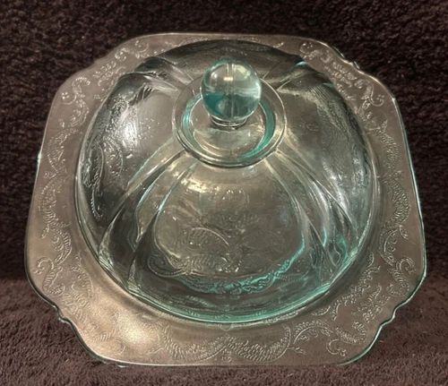 Depression Glass Covered Butter Dish 4" x 6.5"