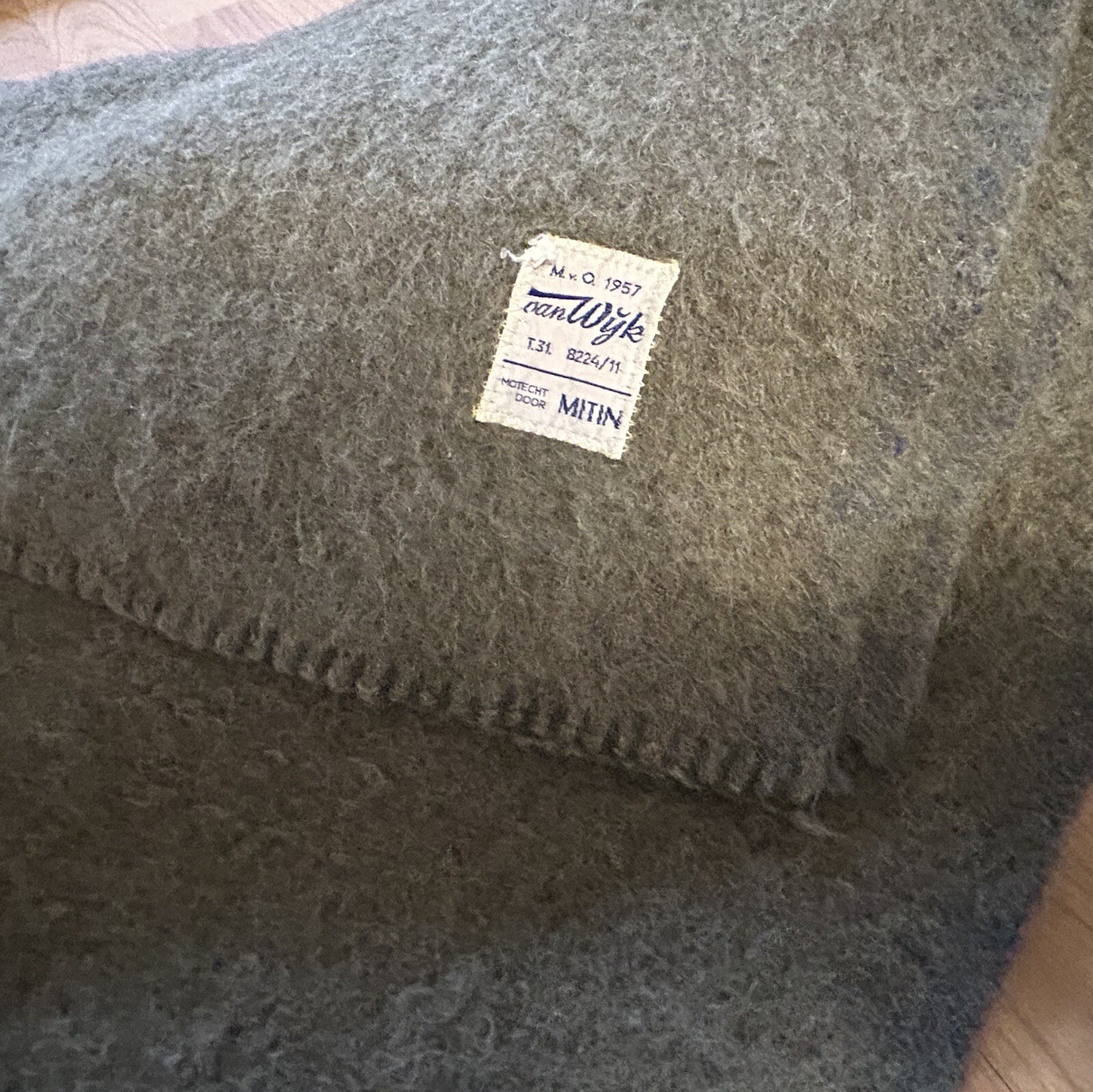 Vintage VAN WYK DEKEN HOLLAND 100 Wool Blanket 1957 Mothproof Grey eBay