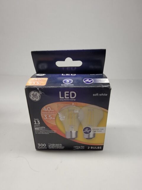 GE LED Clear Finish 2ct 40W Ceiling Fan Light Bulbs A15 